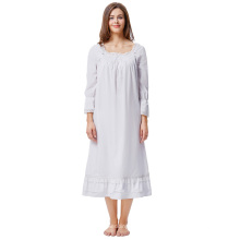 Kate Kasin Damen Damen viktorianischen Stil lange Ärmel quadratischen Hals 100% Baumwolle Nightgown Schlafkleid KK000467-1